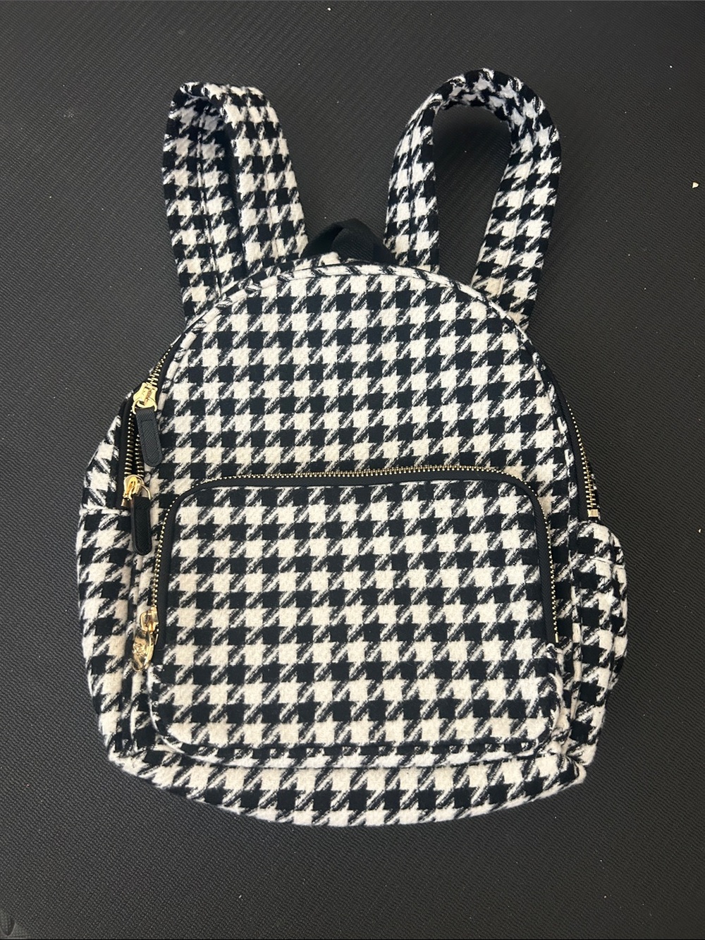 Stoney Clover Lane Black & White Houndstooth Mini Backpack